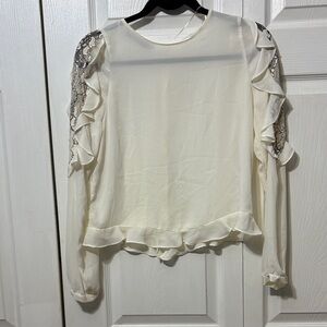 Zara Cream Ruffle Lace Blouse